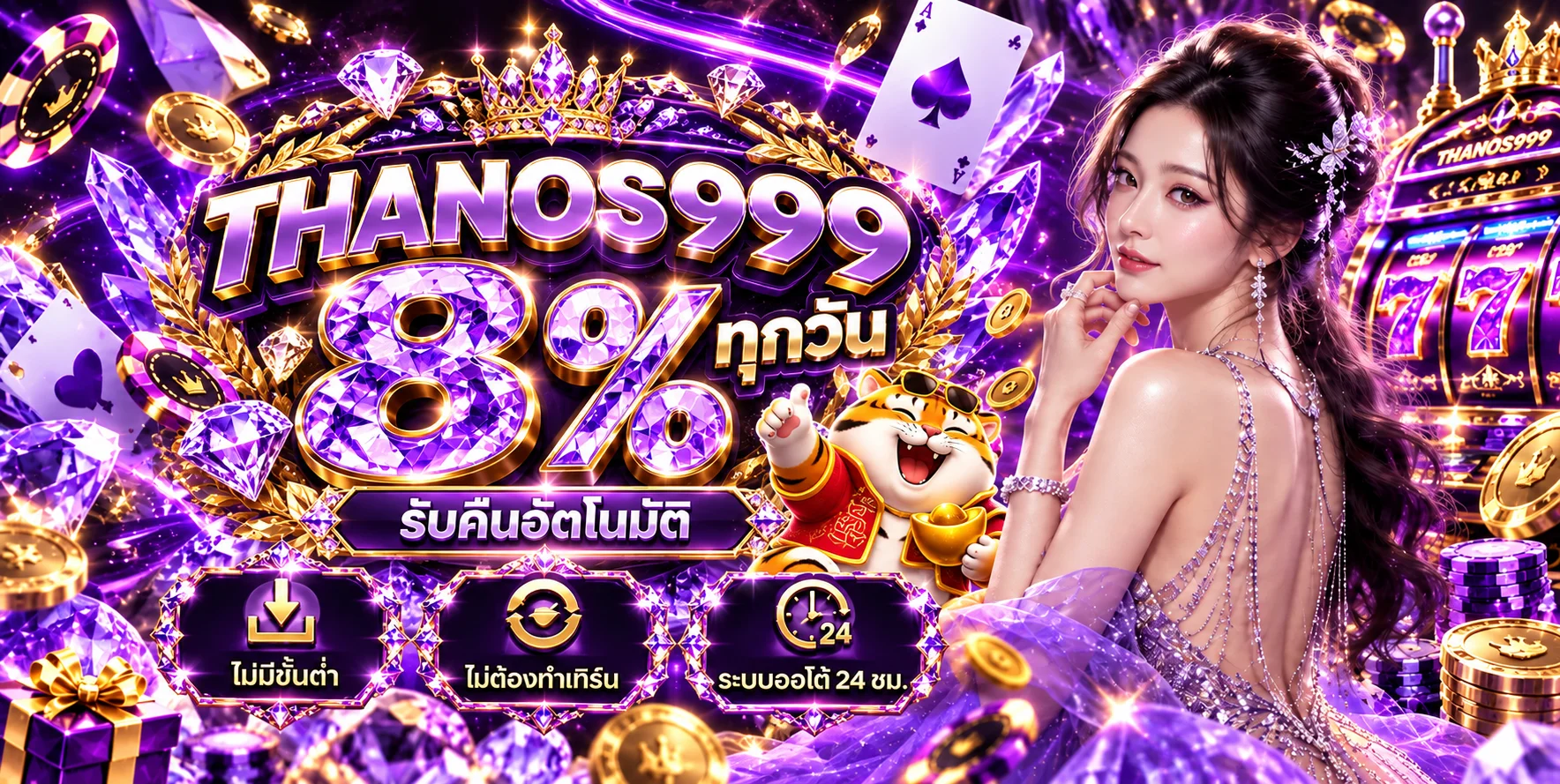 สล็อตออนไลน์ THANOS999 พร้อมตัวละคร Fortune Tiger